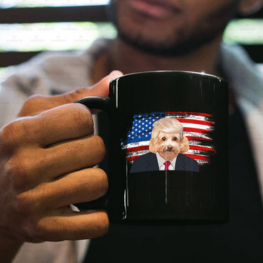 Personalized Dog Gift Idea - Dog President With Blonde Hair For Dog Lovers - Black Mug